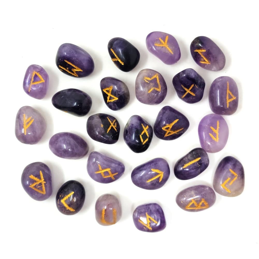 Amethyst Rune Stone Set | Hand-Carved Crystal Runes for Reiki, Spiritual Gift 2
