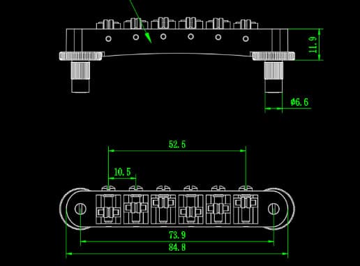 GUYKER Tune-O-Matic Roller Saddle Guitar Bridge Post Hole 4.2mm Chrome 4