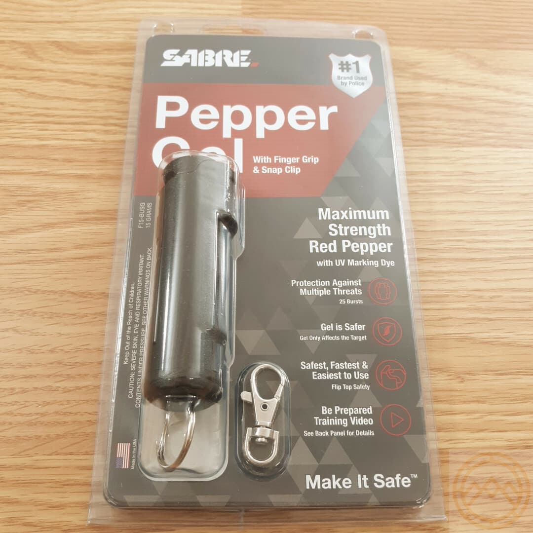 Sabre Maximum Strength Pepper Gel Black Flip Top Plastic Casing With Keyring 2