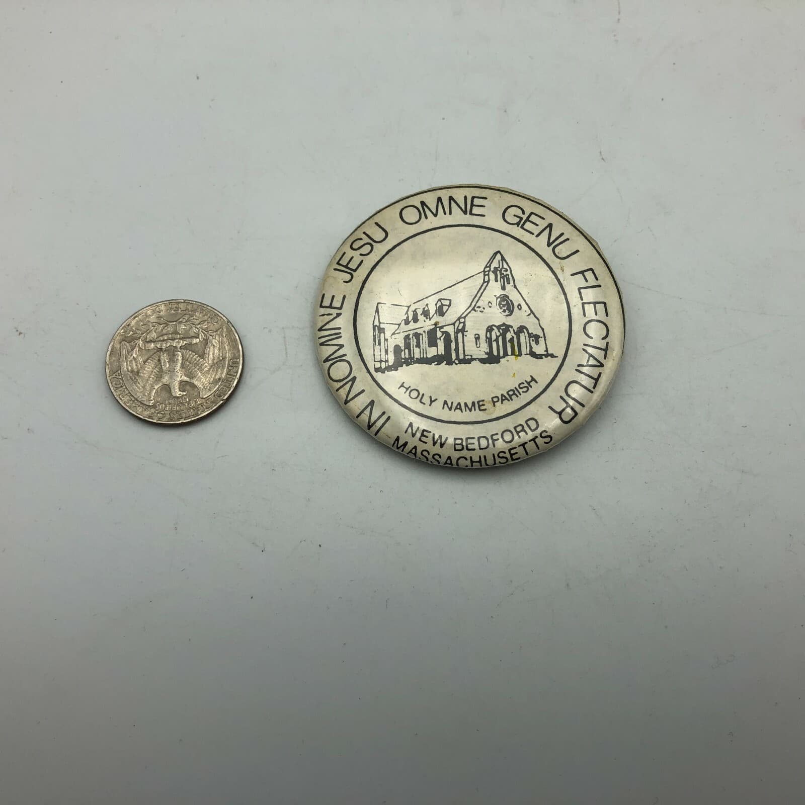Holy Name Parish Pinback New Bedford MASS 2-1/4" Button Pin Badge Vintage 2