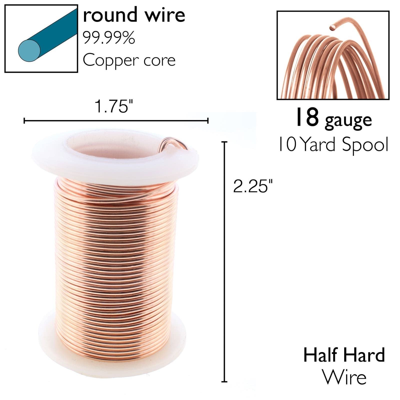 Rose Gold BeadSmith Craft Wire, 18 Gauge Tarnish Resistant Wire Elements - 10 YD 2