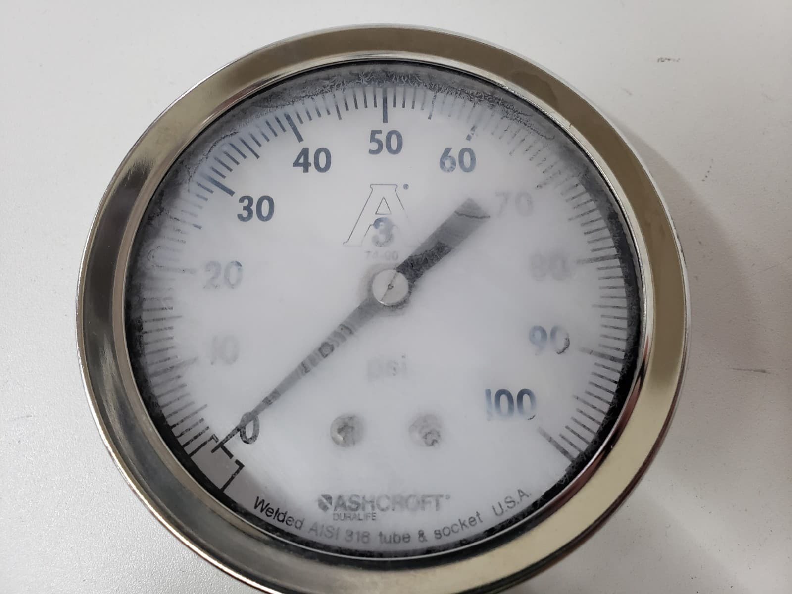 A3 Ashcroft 74-00 Gauge 0-100 PSI 316 Stainless C28 2