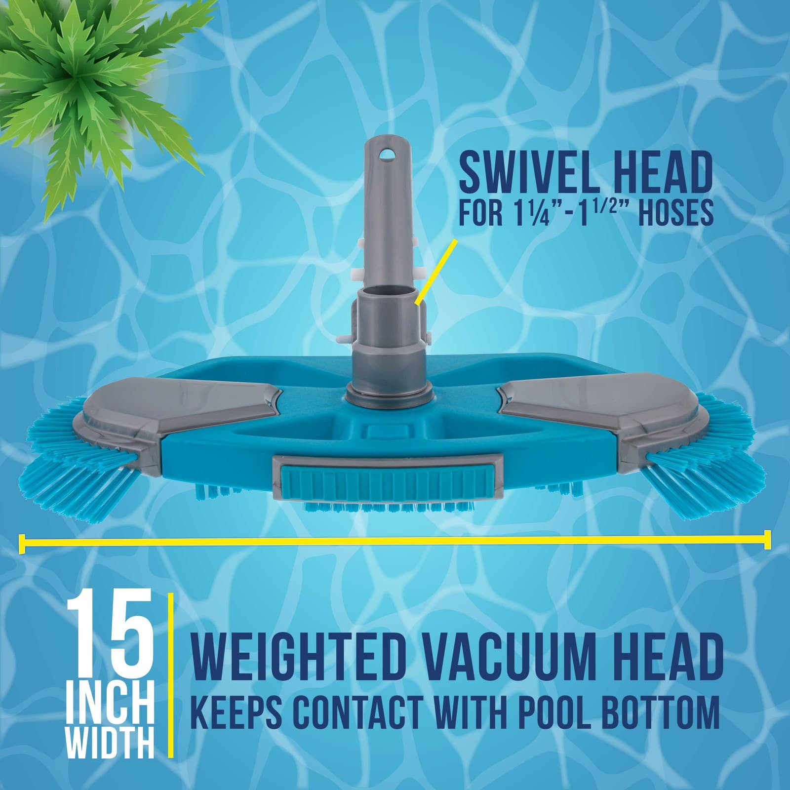 U.S. Pool Supply Deluxe Weighted Pool Vacuum Head, Side Brush, Swivel Connection 3