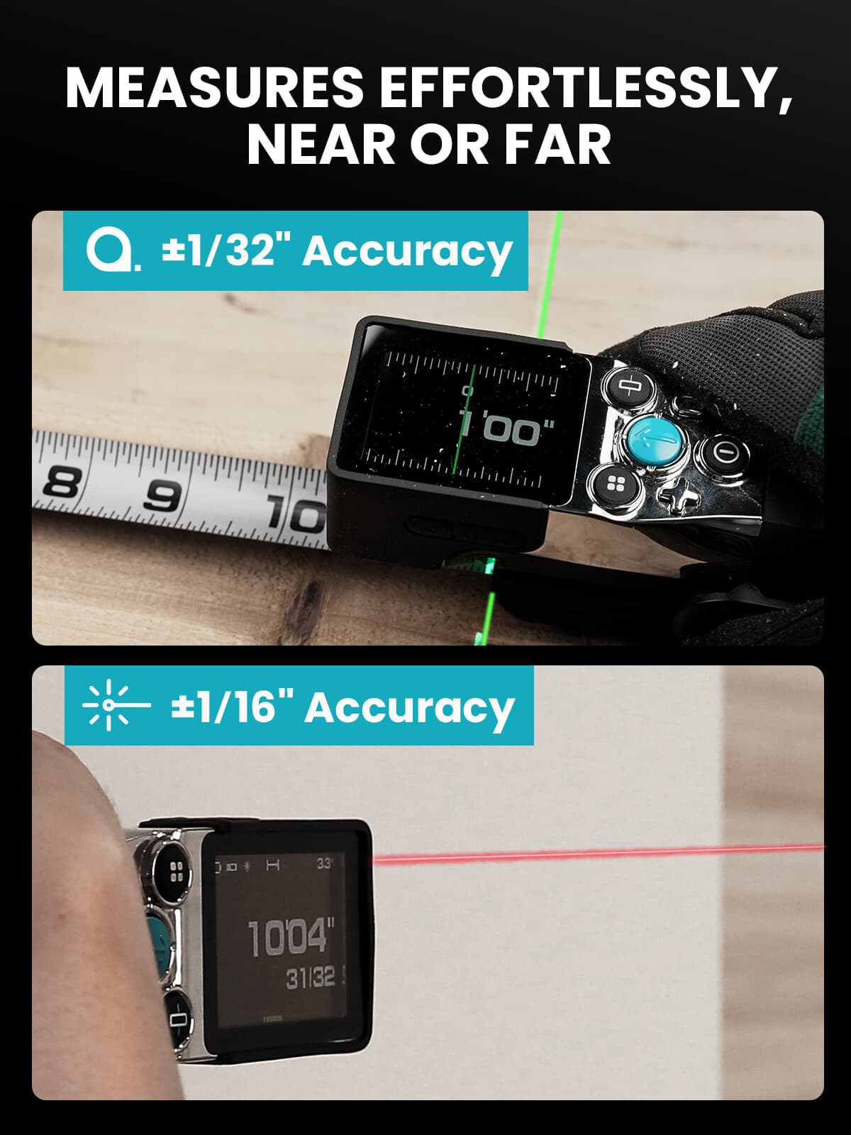 Mileseey 330 FT Digital Tape Measure with Green Laser Replaceable Blades Tape 5