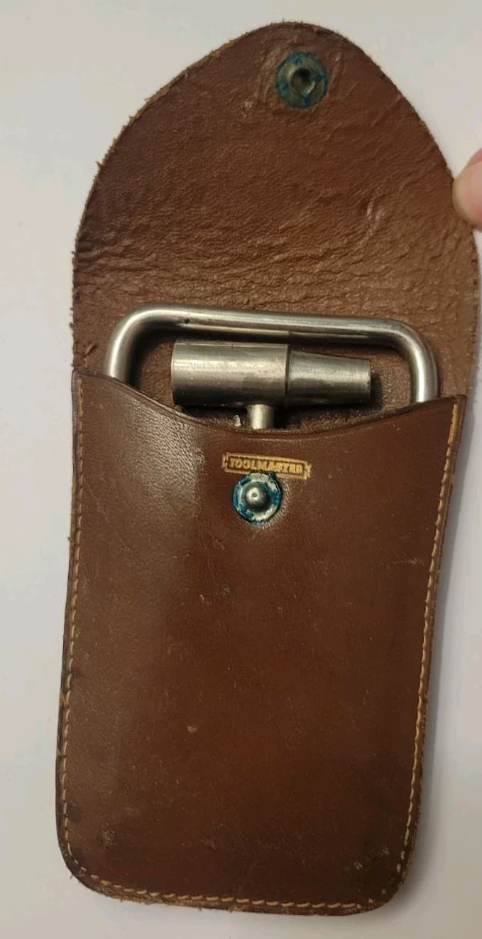 Toolmaster Antique Vintage Swiss Multi Tool Bow Folding Pocket USA Leather Case 4