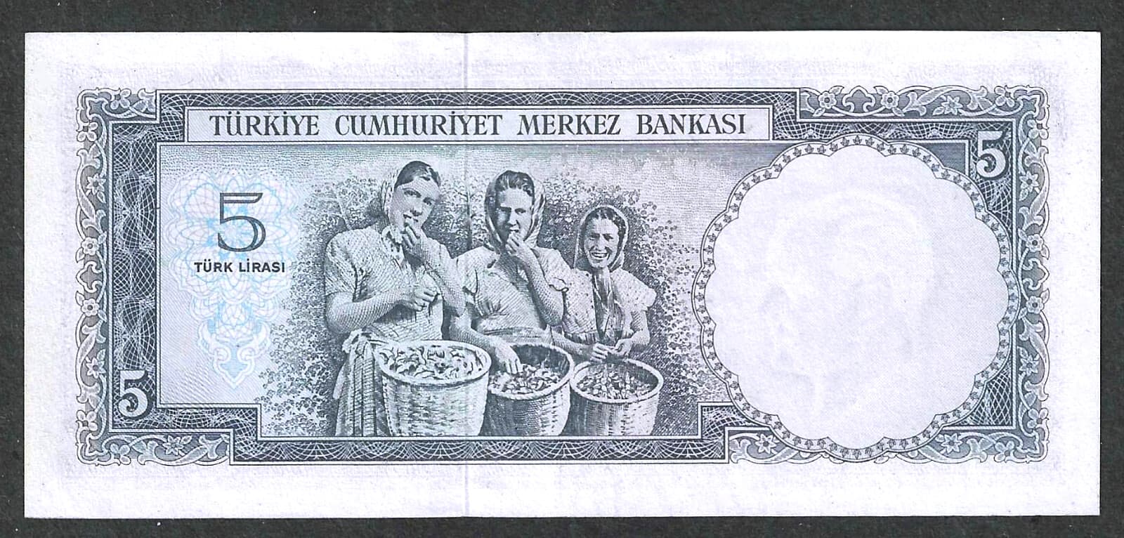 (1965) TURKEY 5 LIRA ~ P-174 ~ SCARCE ~ FRESH GEM CRISP UNCIRCULATED NOTE 2