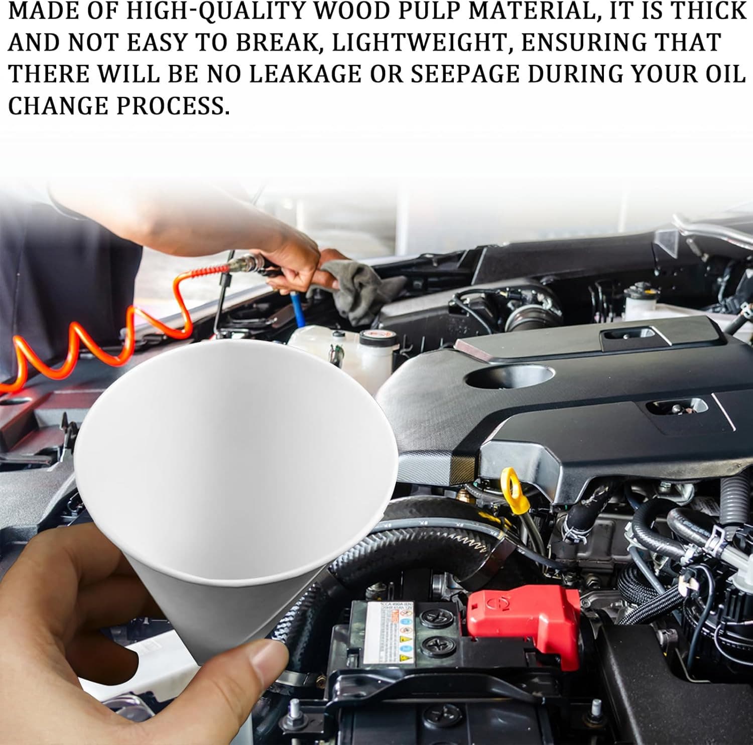 50PCS Paper Funnels for Motor Oil, 6Oz Disposable Engine Oil Funnel for Gas Chan 3