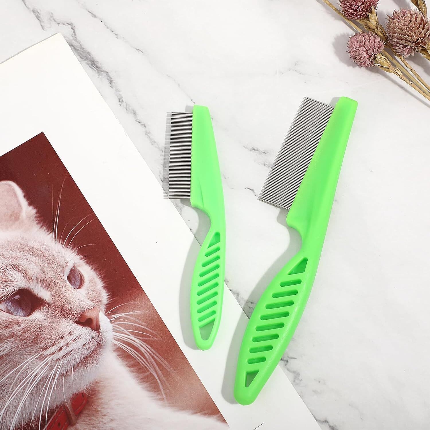 Flea Comb with Rubber Handle, Flea and Tick Comb for Dogs & Cats, Fine Tooth Dog 5