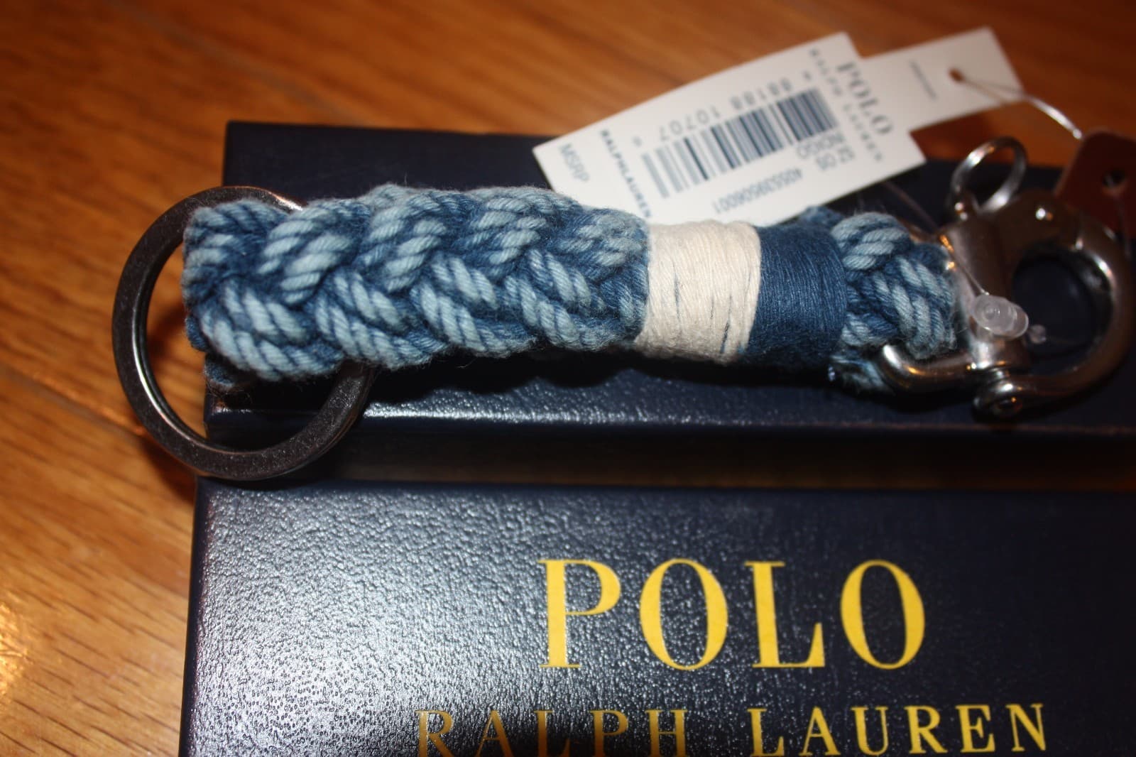 New w/ Gift Box Polo Ralph Lauren Snap-Shackle or Swivel-Pin Braided Key Fob  3