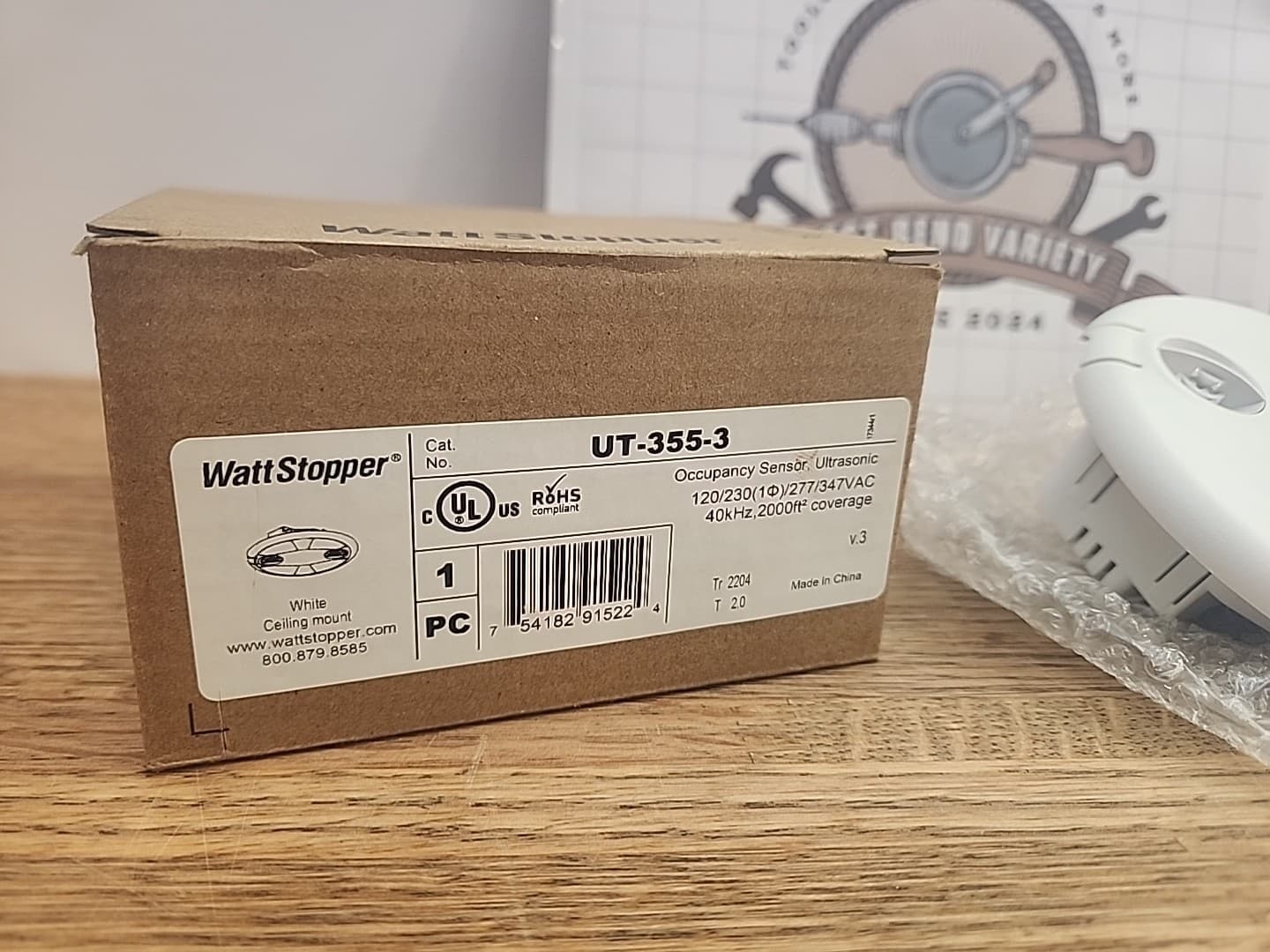 WATT STOPPER UT-355-3 ULTRASONIC CEILING OCCUPANCY SENSOR 2000 FT COVERAGE 2
