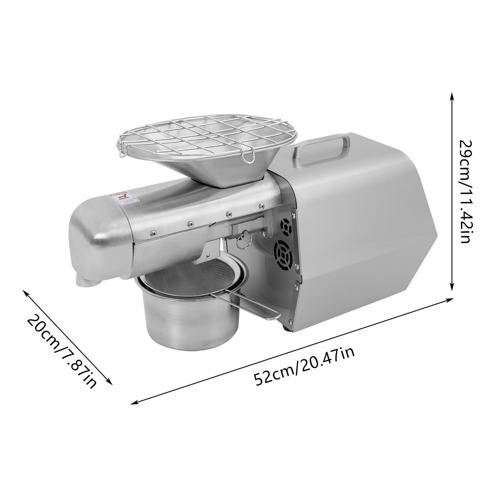 Cold and Hot Oil Press Machine Seed Oil Extractor Stainless Steel 1800W 60 RPM 2