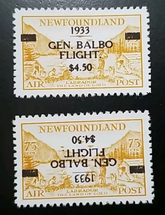 Newfoundland Stamps #C18/C18a $4.50 Gen. Balbo Flight Airmail Replica Canada