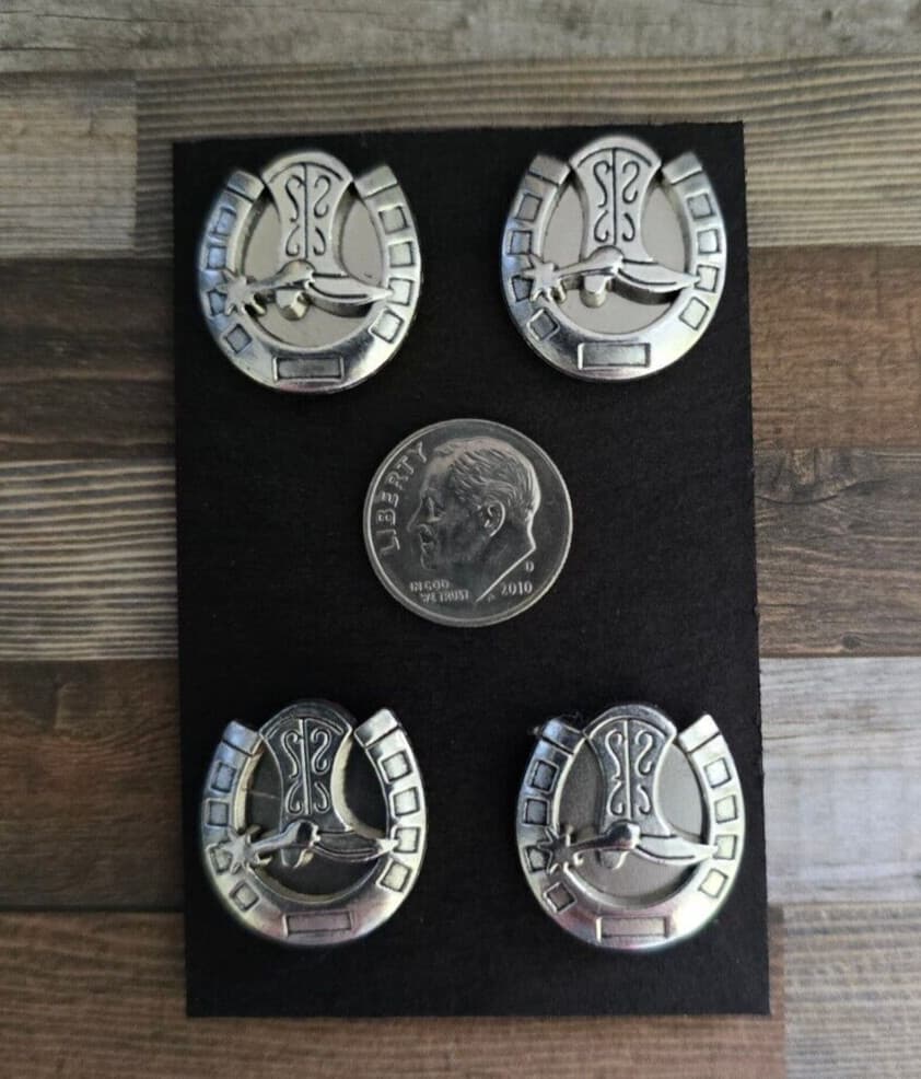 4 piece Silver horseshoe and boot Magnet Pins, horse show pins, Western, Halter 3