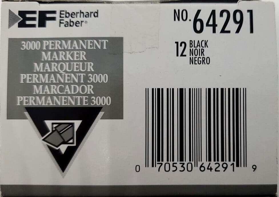 Black Permanent Markers Chisel Tip 12ct Eberhard Faber 3000 3