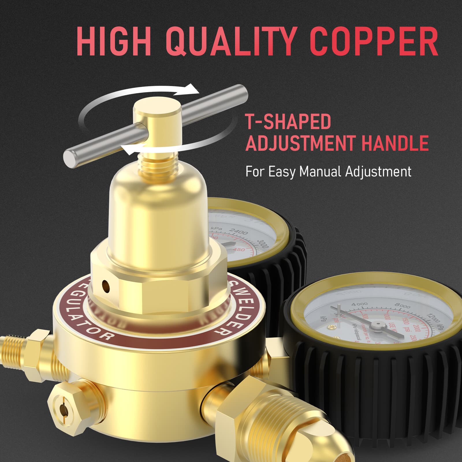 Nitrogen Regulator, 0-600 PSI, 0-4000PSI Output Pressure,CGA580 Inlet Connection 3