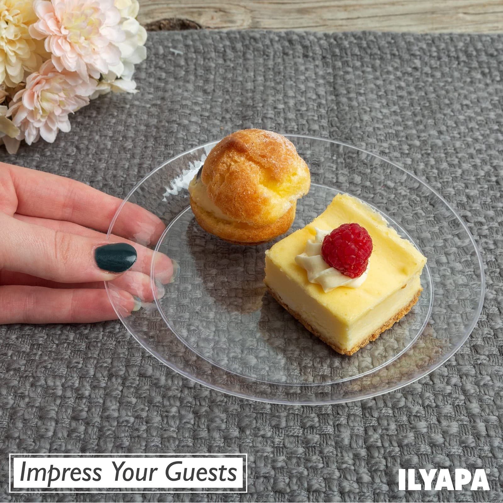 Ilyapa 100 Fancy Clear Plastic Plates, 6 Inch - Premuim Disposable Plastics 5