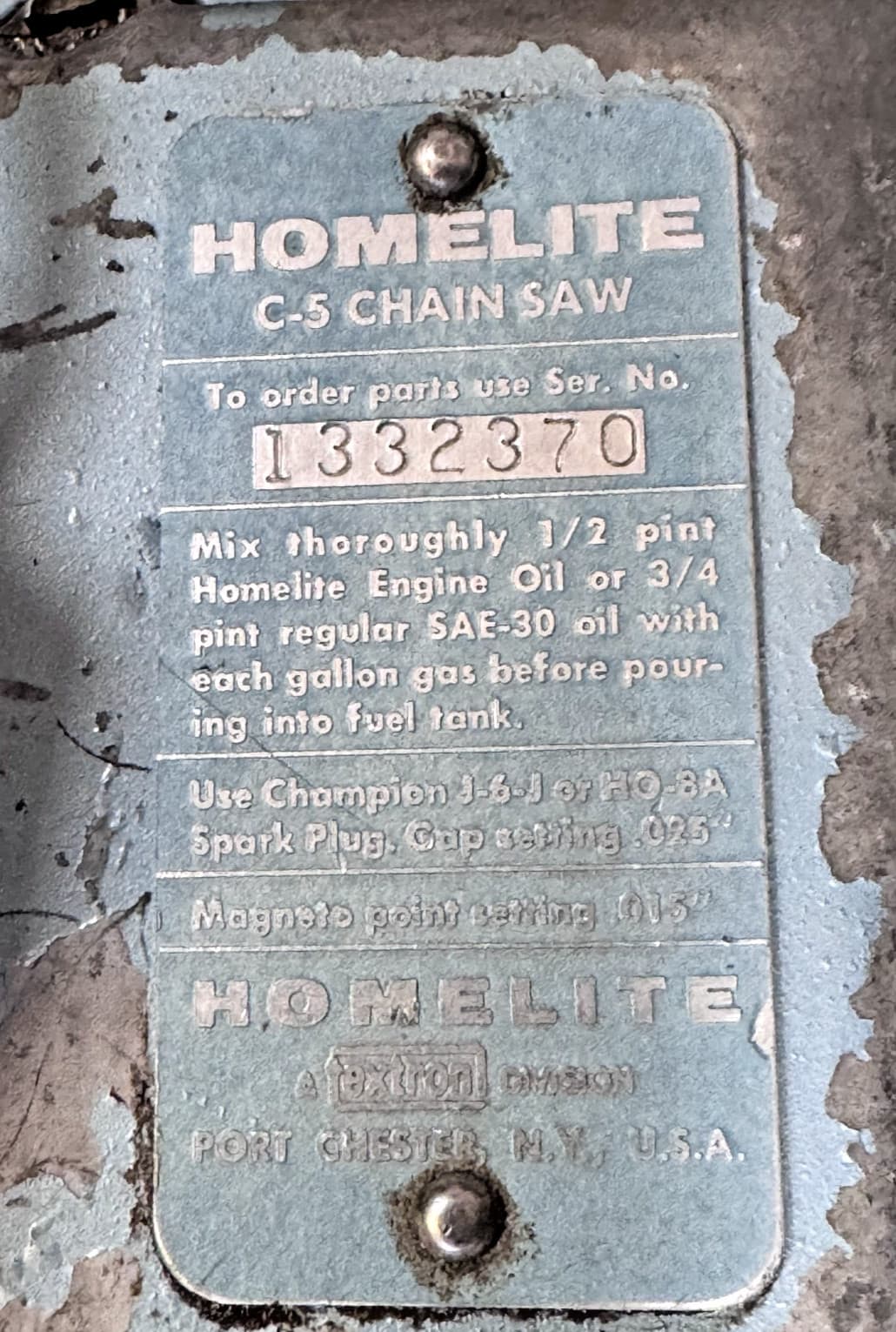 HOMELITE C-5 CHAINSAW, 18" BAR, USA, VINTAGE, UNTESTED 5