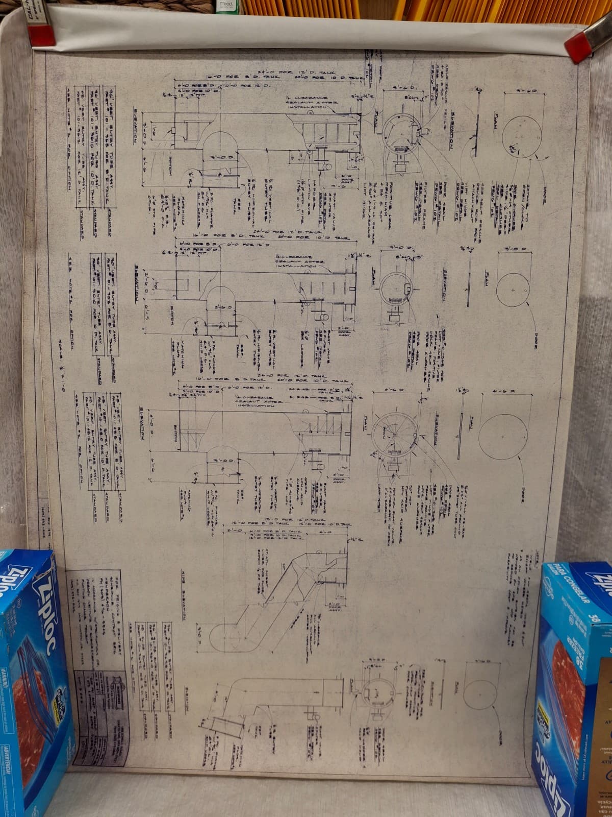 Iron Works 1987 200 PSI Blast & Fallout Shelter Standard Blueprints 6 Sheets 6