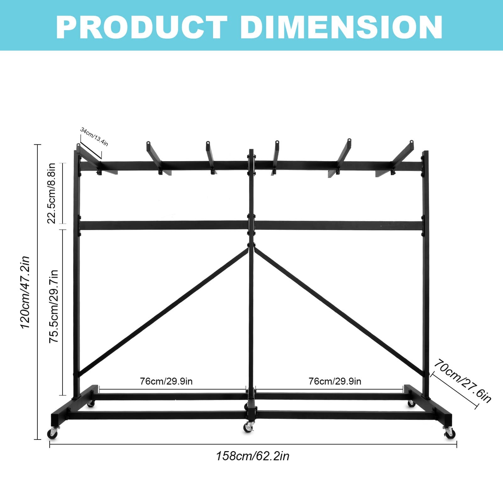 Folding Table and Chairs Cart -42 Folding Chairs Capacity, Heavy Duty 3