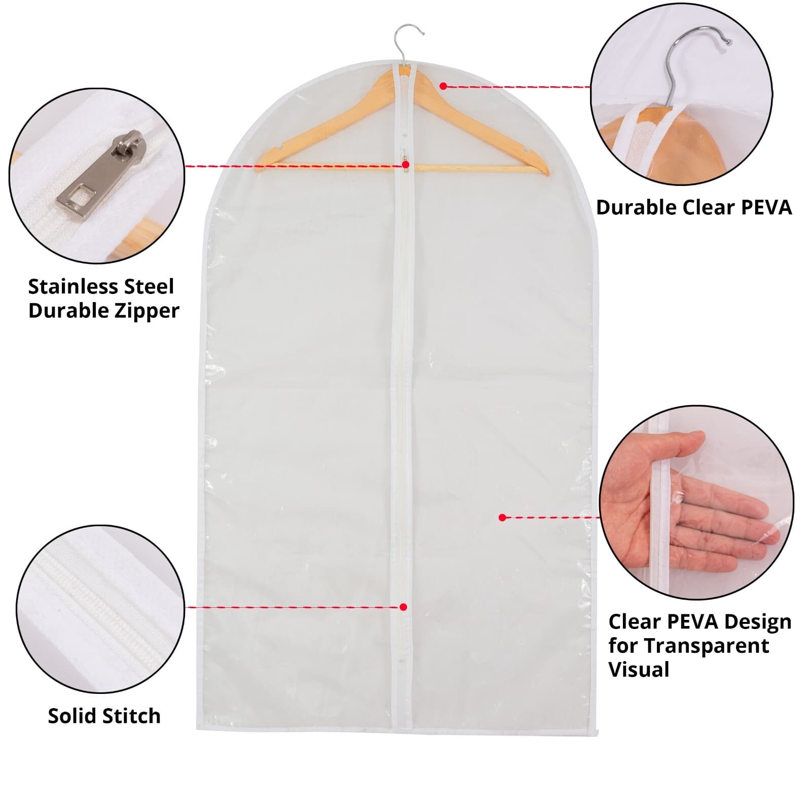 Clear Garment Bag Suit Bags Closet Storage Dust Cover with Zipper for Clothes 3
