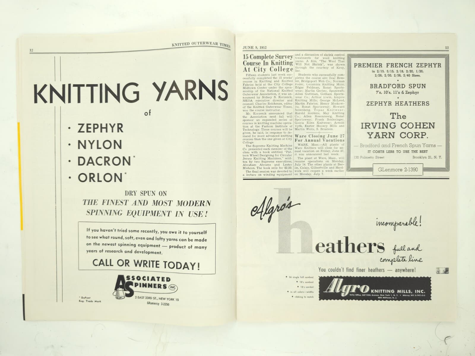 1952 National Knitted Outerwear Times Assn Vintage Knitting Magazine Cashmere 6