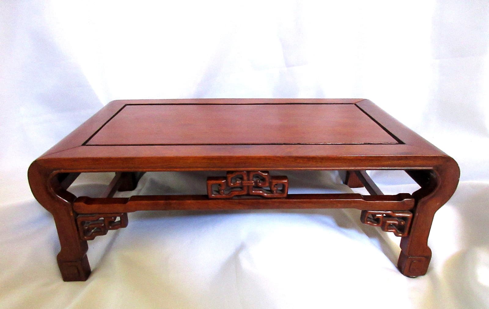 Vintage Chinese Rosewood Hongmu Hardwood Carved Bonsai Display Stand 18 x 10 EUC