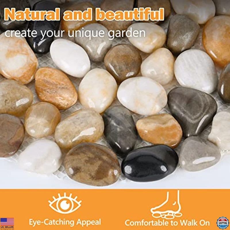 River Rock Stepping Stones Outdoor for Garden Walkway, 12 inch Diameter 3 Pcs 5