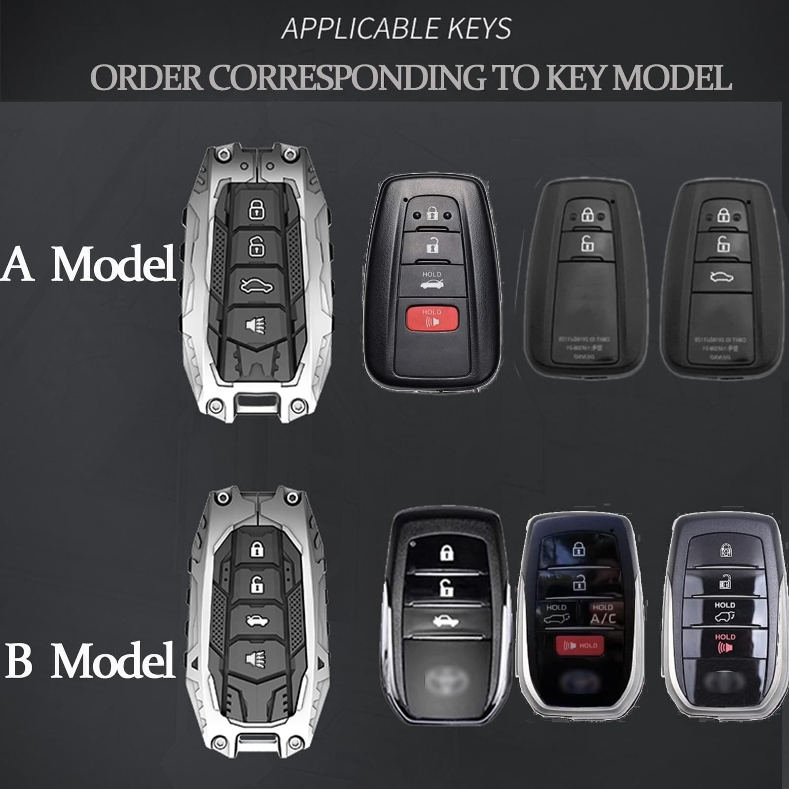 Heavy Metal Key Fob Cover Case Protector for Toyota,Car Key Case Full Protect... 2