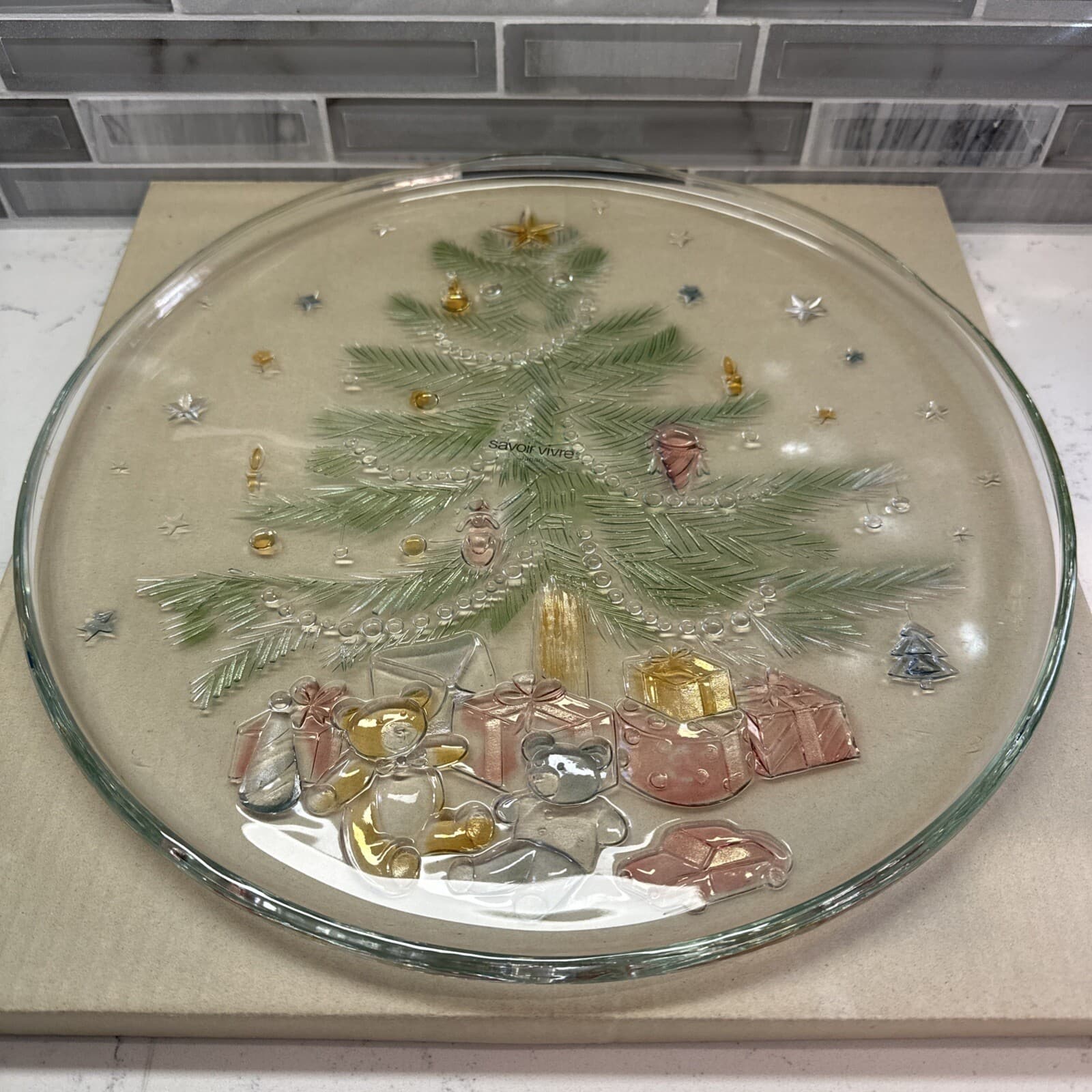 VTG MIKASA Japan Crystal Christmas Eve 13.5” Hostess Platter WY093/601 EUC Boxed 5