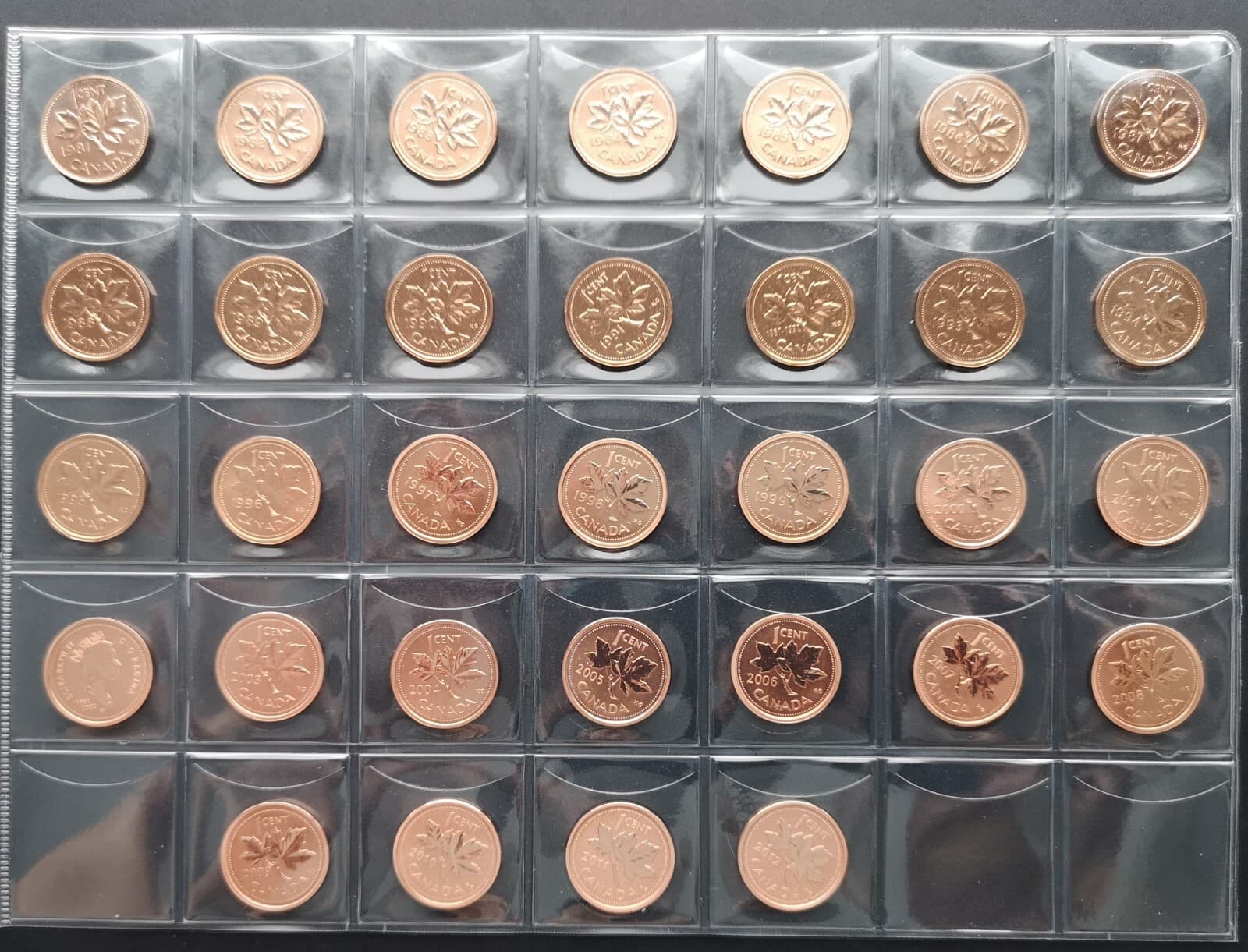 ***CANADA ONE CENT POCKET *** 1981 - 2012 *** SPECIMEN *** GREAT SET ***