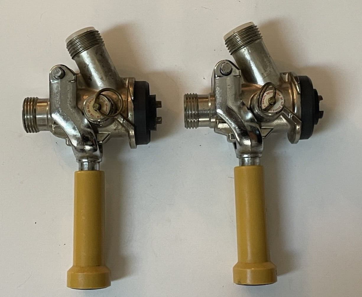 Pair of Beer Keg Coupler Tap 50 psi Yellow Handle