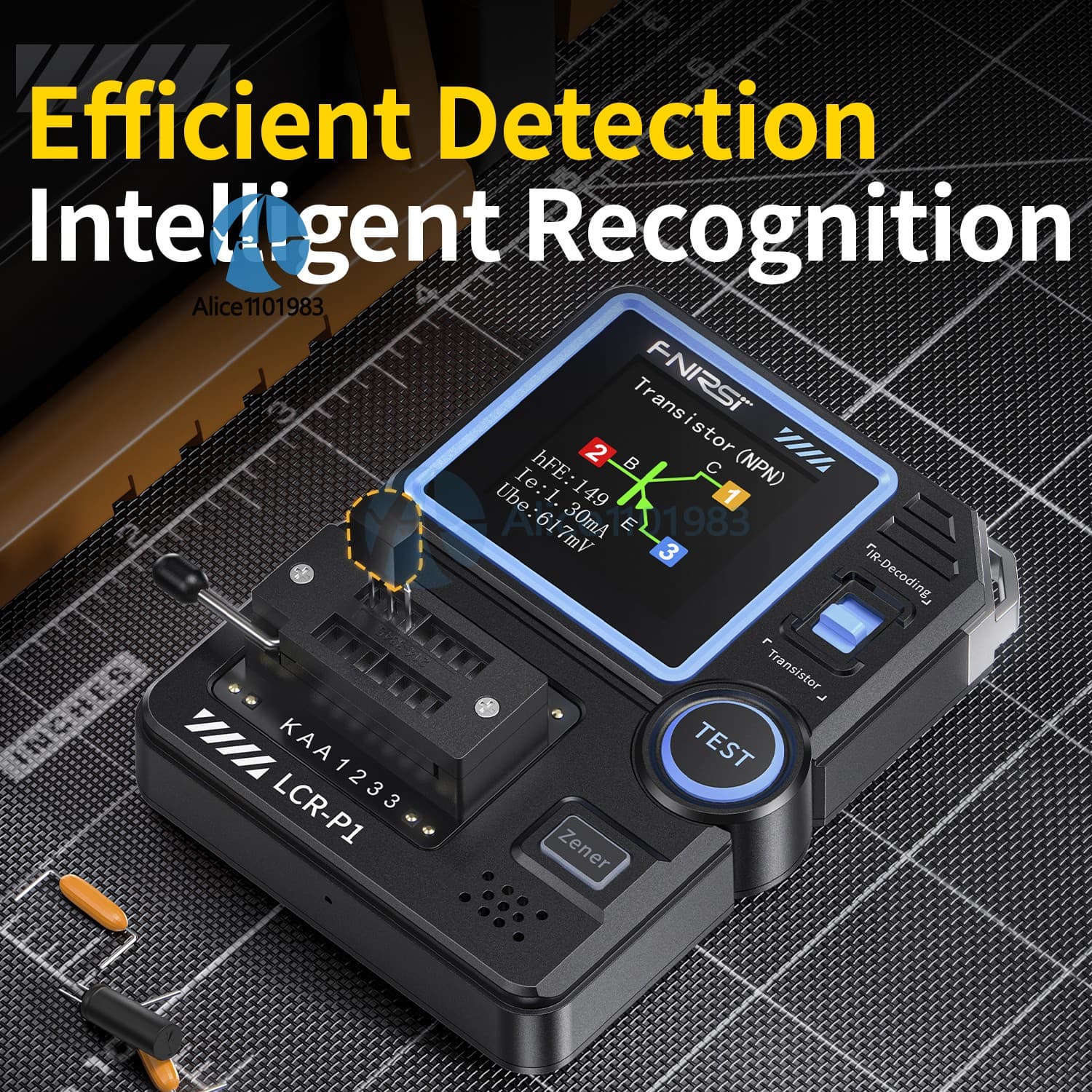 FNIRSI LCR-P1 Transistor Tester Diode Triode MOSFET NPN PNP SMD LCR ESR Meter 4