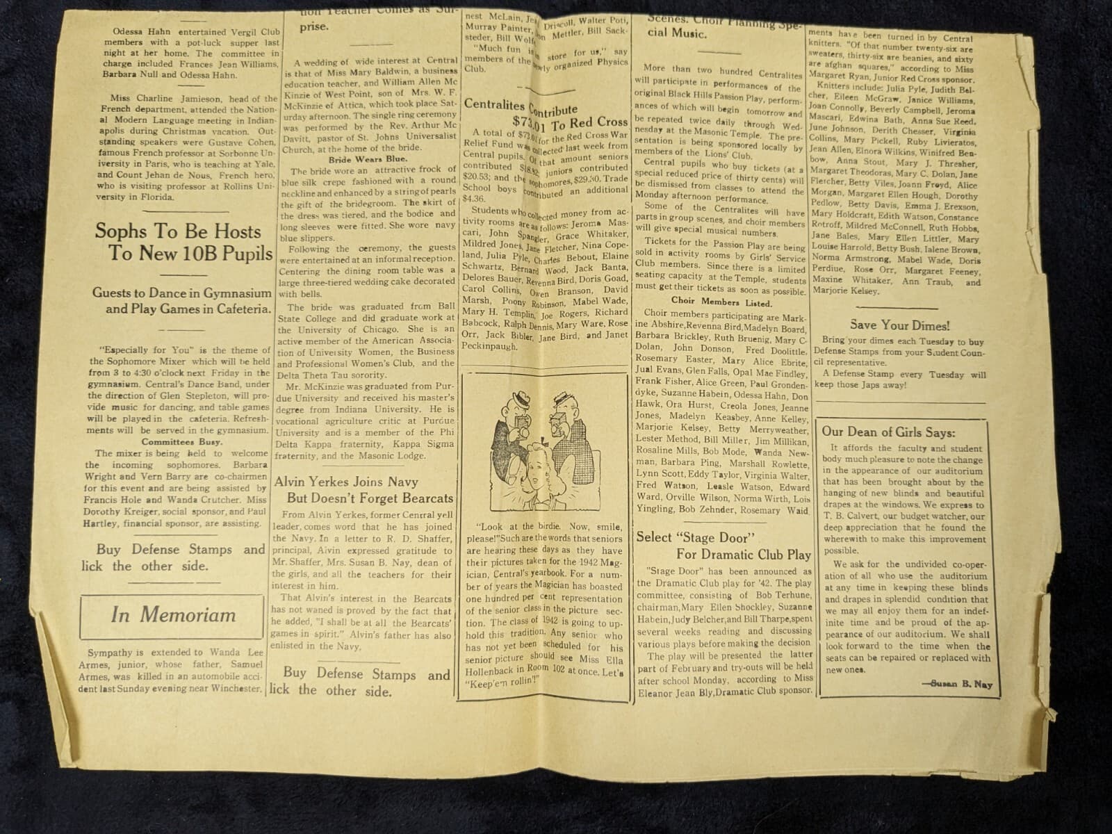 Munsonian Newspaper 1942 Muncie Indiana IN WW2 World War II Central High School 5
