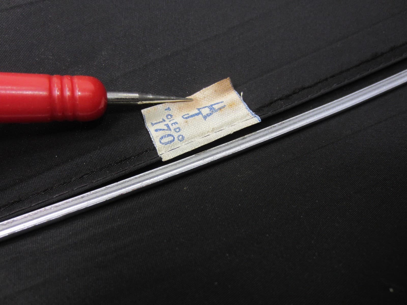 Vintage Toledo Rhinestone Handled Black Umbrella w/Cover 3