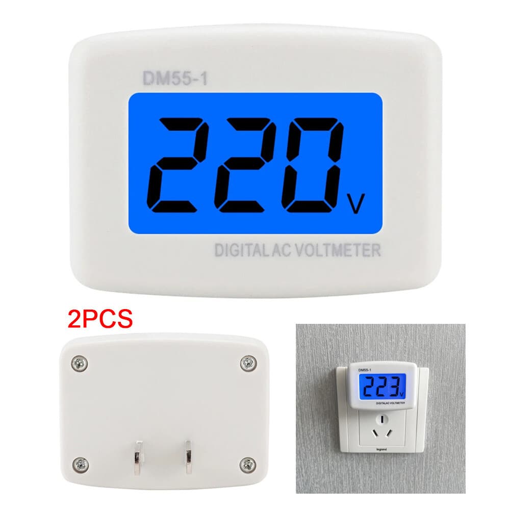2X AC 80-300V Digital Voltage Meter Voltmeter Wall Plug Socket Tester DM55-1 US 6