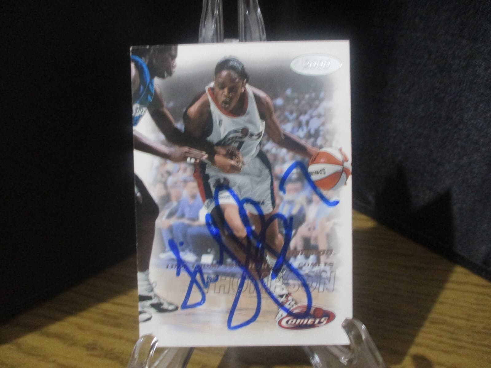 TINA THOMPSON AUTHENTIC SIGNED/AUTOGRAPHED FLEER CARD HOUSTON COMETS WNBA 2