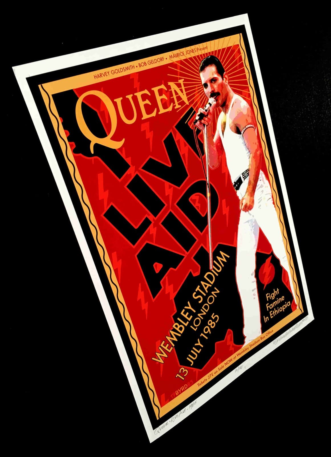 QUEEN Poster Live Aid 1985 Wembley Hand-Signed New Tribute David Byrd S/N COA 2