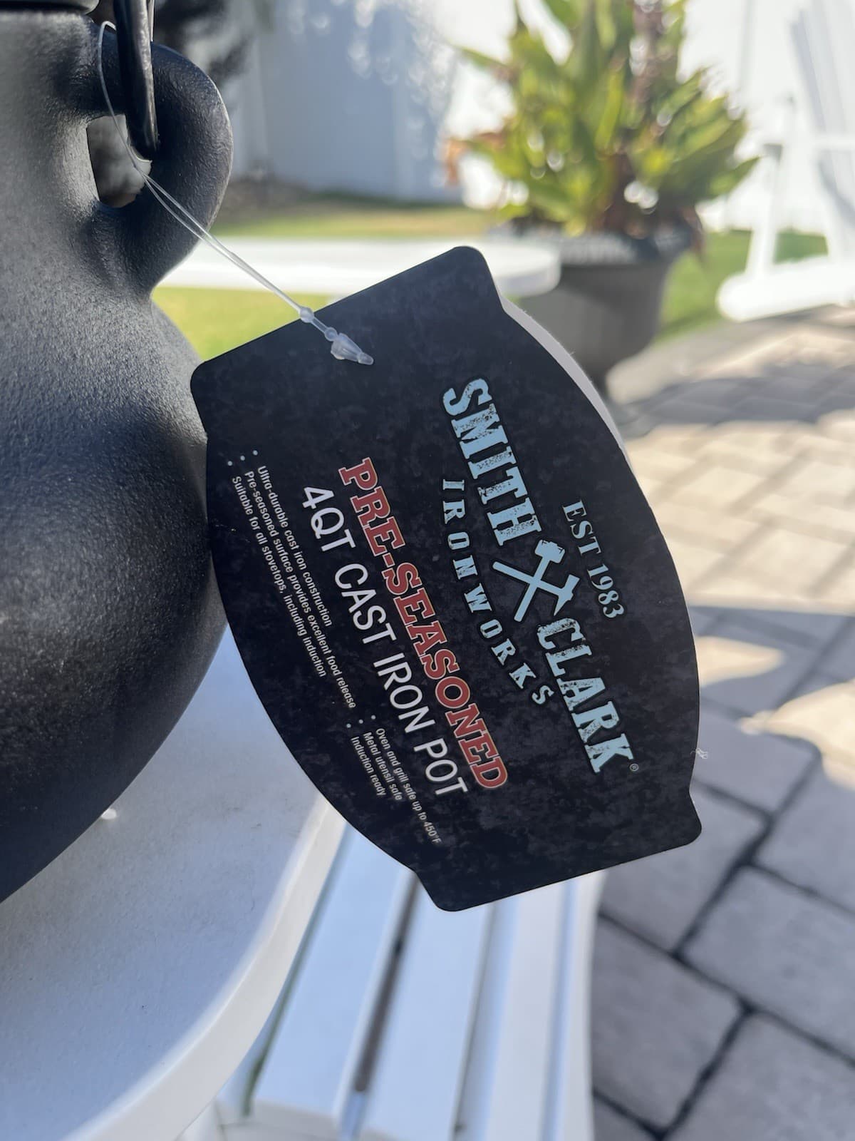 Smith & Clark Black Cast Iron Pot Cauldron New 4qt Halloween Decor Lid 2