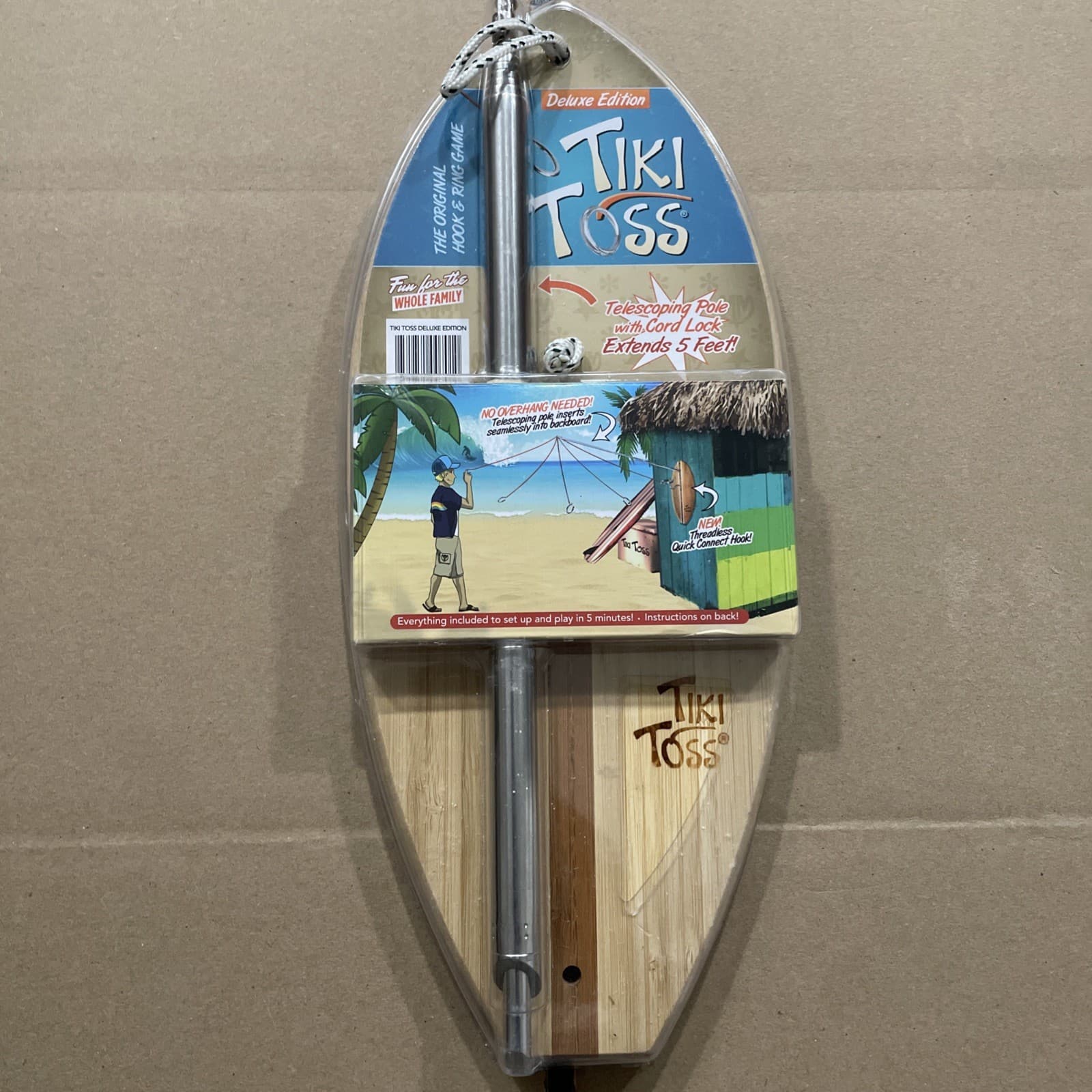 Tiki Toss Deluxe Edition Hook & Ring Game Extends 5’ Telescoping Pole Set Up New