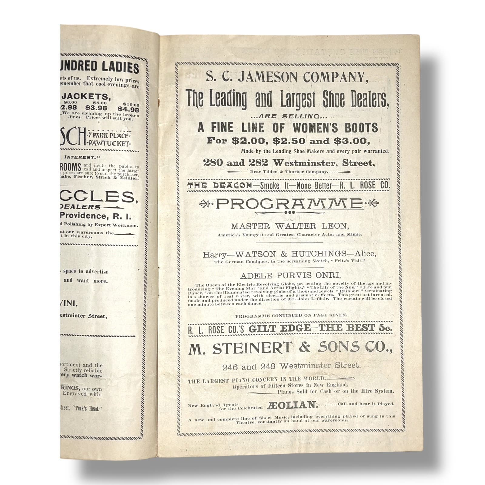 1896 Providence RI B. F. Keith’s Opera House Theatre Program Cinematographe 4