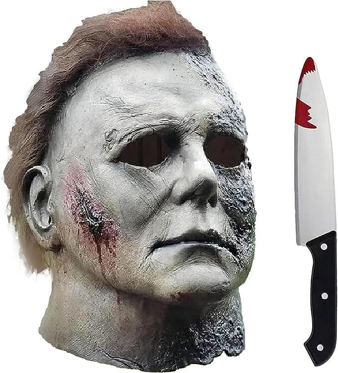 Michael Myers Mask w/Blood Knife 2 pieces Set Scary Horror Cosplay Costume Prop