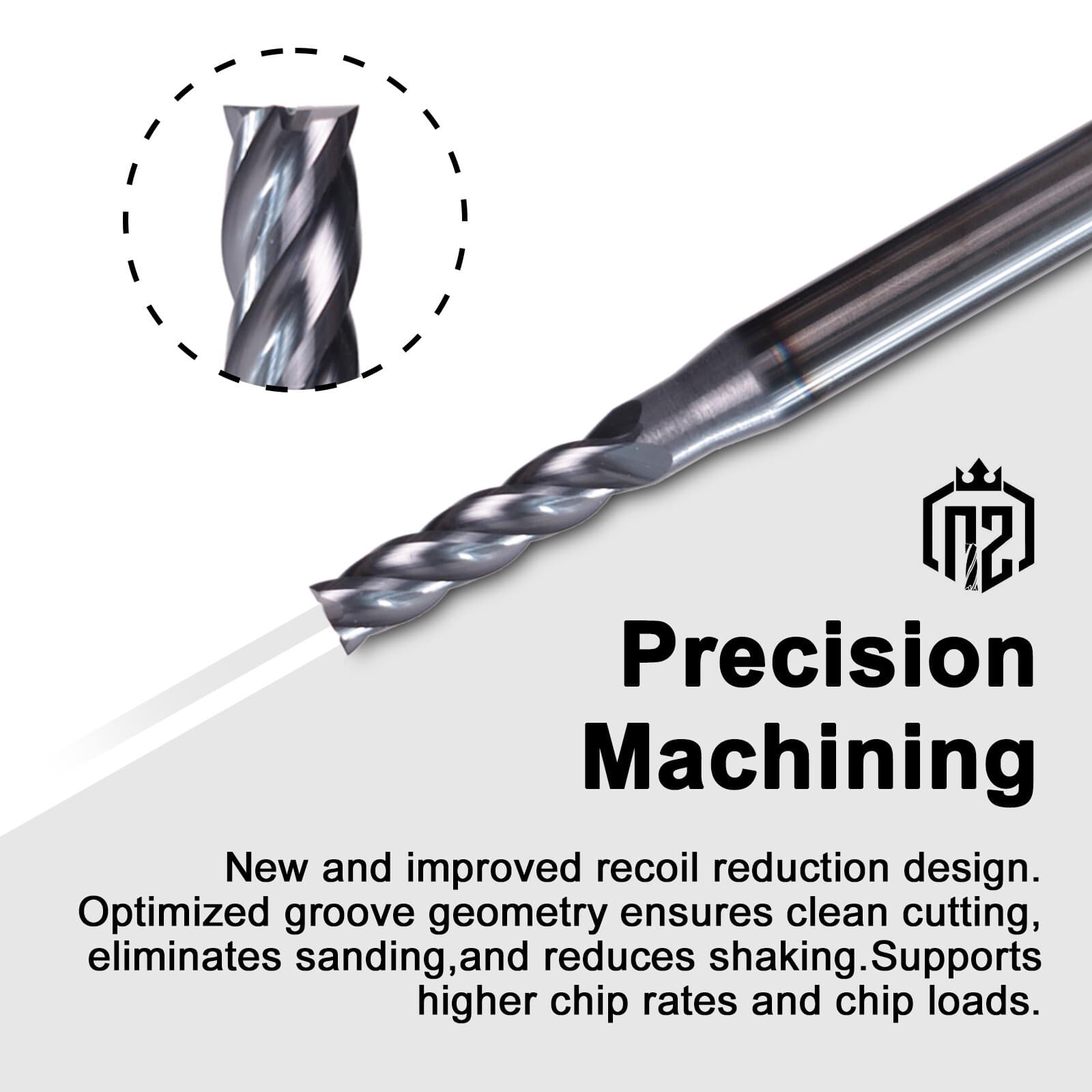 5 PCS 5/32" 4 Flute 2" Overall Length Solid Carbide End Mill AlTiN Coated 3