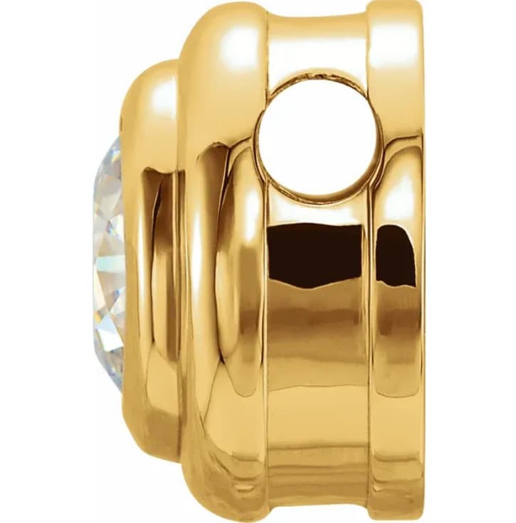 6.2mm 9/10ct Solid 14k Yellow Gold Round Bezel SLIDE PENDANT Mounting Setting US 3