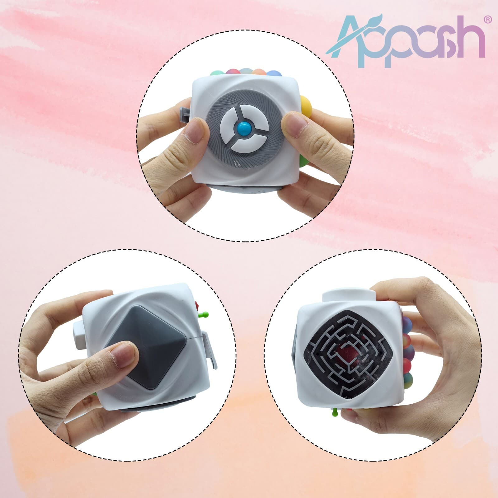 Fidget Cube Stress Anxiety Pressure Relieving Sensory Toy for Focus[White] 3