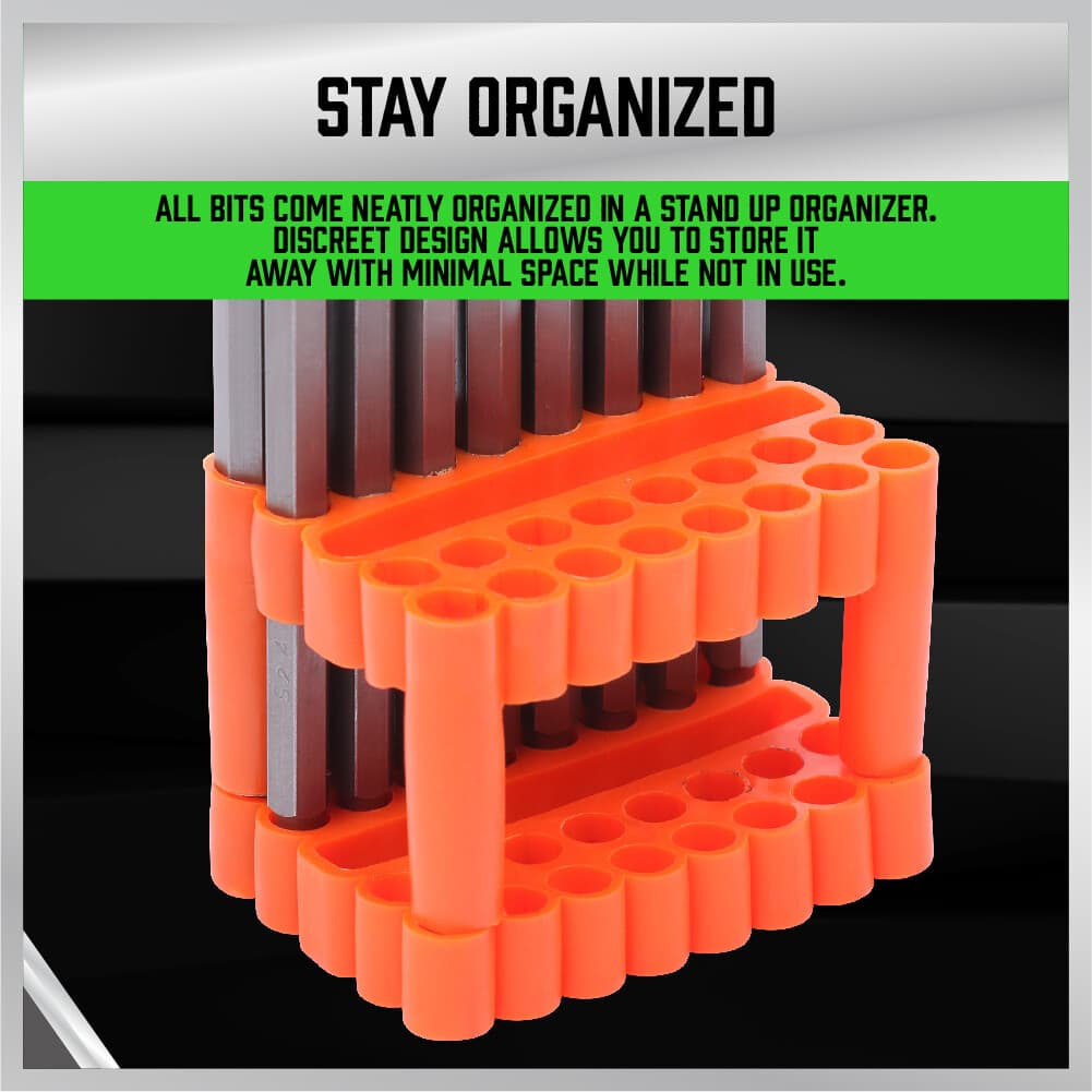 32pc Extra Long Security Bit Set Tamper Proof Torx Star 6 In 1/4" Shank w Holder 4