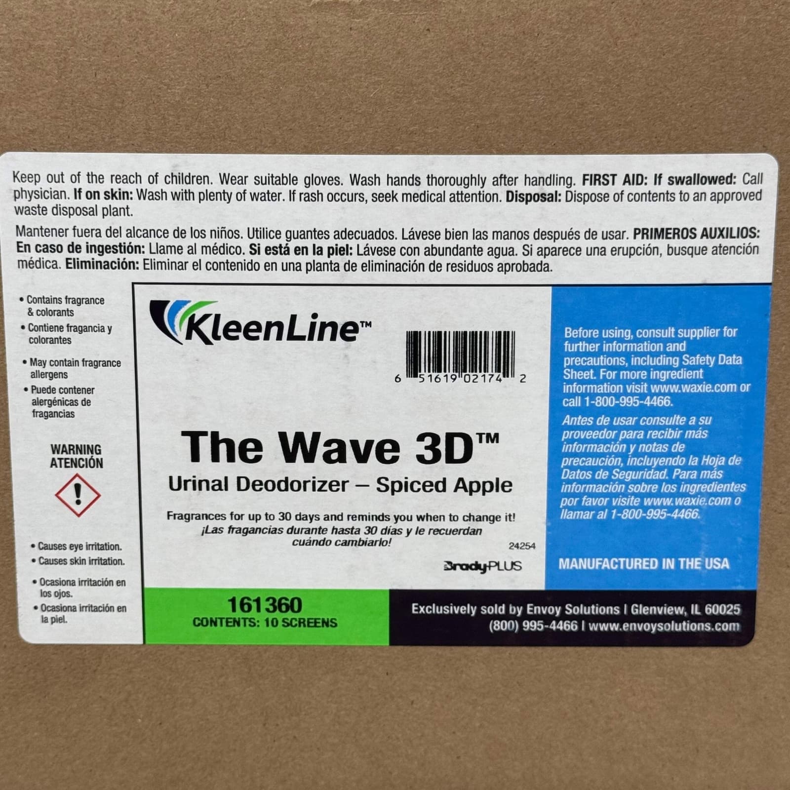 KLEENLINE (60 PACK) The Wave 3D Urinal Deodorizer Scent to 30 Days Spiced Apple 3