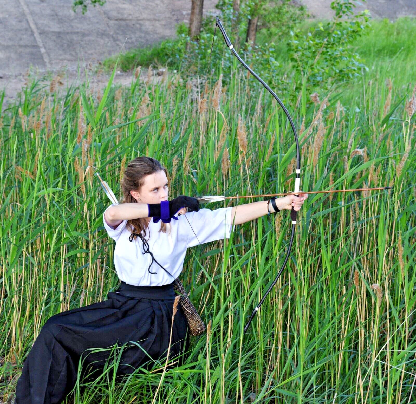 Hulf Yumi Bow 59", Kyudo Traditional Archery, Black Japanese Bow, Hankyu Bow 2