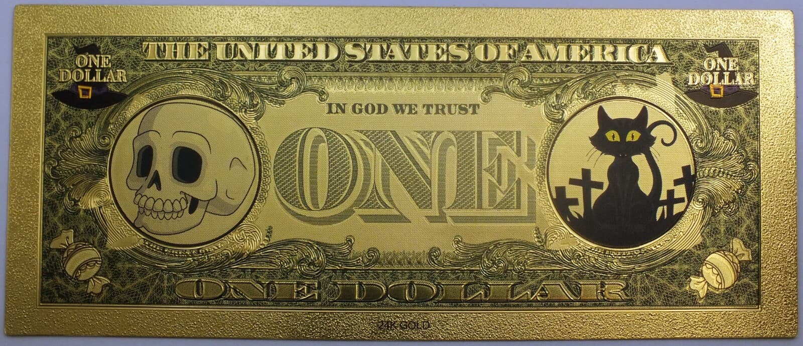 Halloween Trick or Treat Spooky Novelty $1 Note Witch 24K Gold Foil Plated GFN89 2