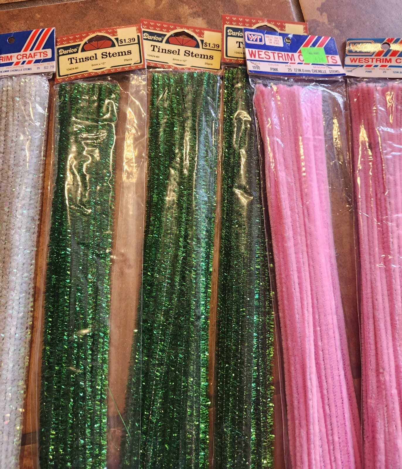 NOS VTG Chenille Stem, Bump, & Glitter Pipe Cleaner Lot 13 Packs Westrim Darice 3
