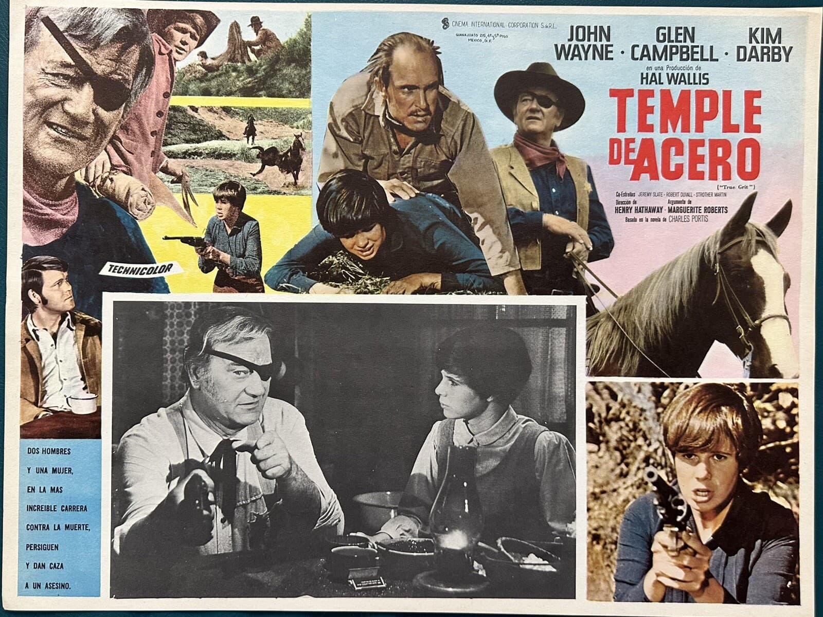TRUE GRIT JOHN WAYNE KIM DARBY MEXICAN LOBBY CARD SET 2
